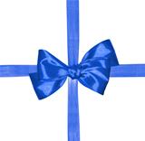 blue ribbon and bow isolated on white background