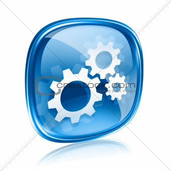 Tools icon blue glass, isolated on white background