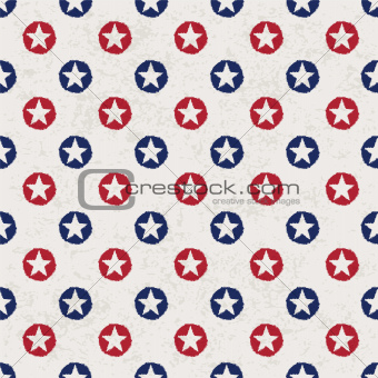Seamless polka dot pattern with stars in american national flag 