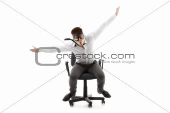 Funny young man on chair