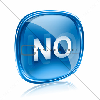 NO icon glass blue, isolated on white background