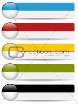 Glossy web buttons with colored bars.