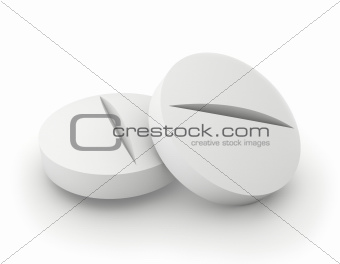 Two tablets isolated on white background.