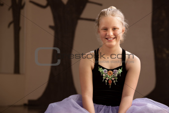 Pretty Ballet Student on Floor