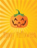 Happy Halloween Pumpkin with Sun Rays Illustration
