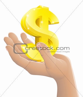 Dollar in the hand concept
