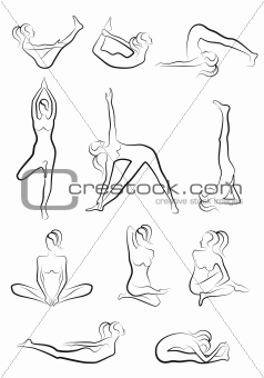 yoga exercises, vector set