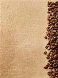 Coffee beans on burlap