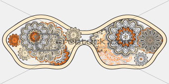 vector summer concept with sunglasses and doodle floral pattern