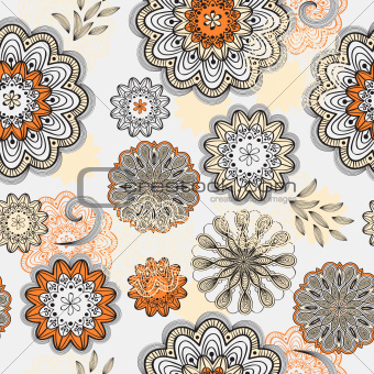 vector seamless abstract doodle floral pattern