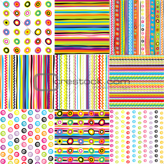 Set of doted and striped backgrounds for kids