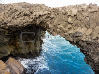 Basalt bridge over sea