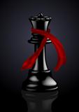 Black Chess Queen with a Fashion Scarf - Vector Illustration