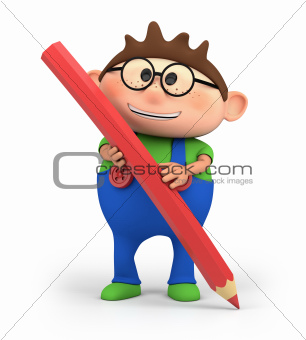 boy holding pencil