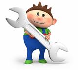 boy holding a wrench