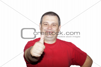 A man with outstretched hand with thumb up