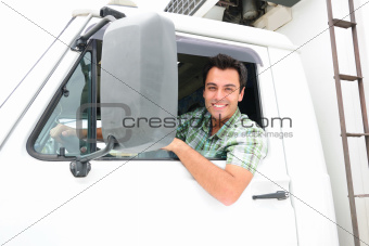 happy truck driver