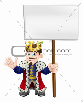 Cartoon King holding a sign