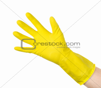 Yellow cleaning glove isolated
