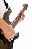 male hand playing electric guitar
