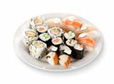 Sushi and rolls in a plate