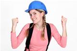 Happy female construction worker