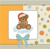 baby greeting card with sleepy teddy bear