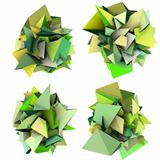 3d render growing shape in multiple shades of green 