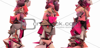 pink 3d abstract growing spiked shape on white