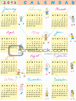 2013 calendar kids