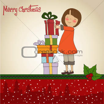 pretty young girl with Christmas gift