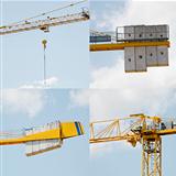 Details of a crane on a construction site.