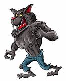 Cartoon werewolf with claws and teeth