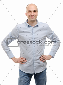 happy young man smiling on white background