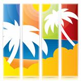 Vector tropical palm tree banner set