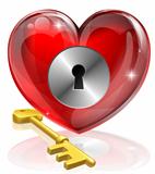 Heart lock and key