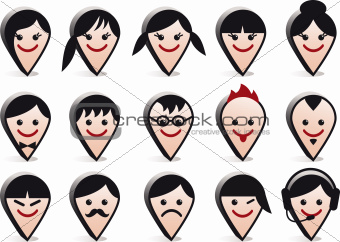 avatar heads, vector faces icon set