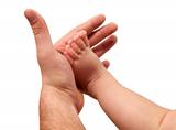 the hands of father and child
