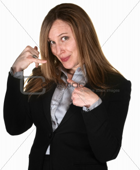 Professional Woman with Phone Gesture