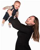 Professional Woman Lifts Her Baby