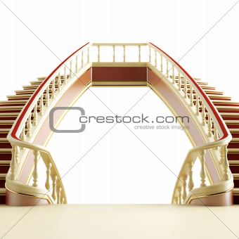 Wooden ladder in classical style on a white background