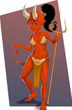 vector illustration of cute sexy red female devil