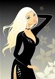 Blonde in black dress