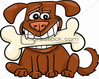 Cartoon Dog with big bone