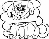 Cartoon Dog with big bone for coloring