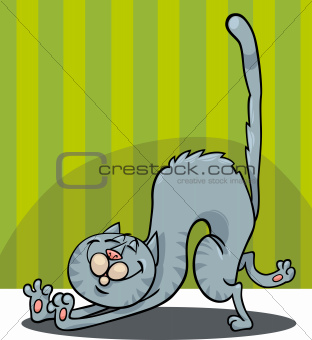 stretching cat cartoon