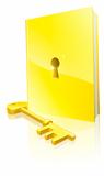 Golden locked book and key