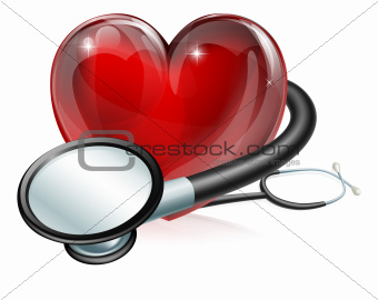 Heart symbol and stethoscope