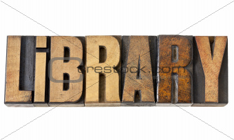 library word in wood type