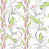 Seamless wallpaper with white Lily flowers